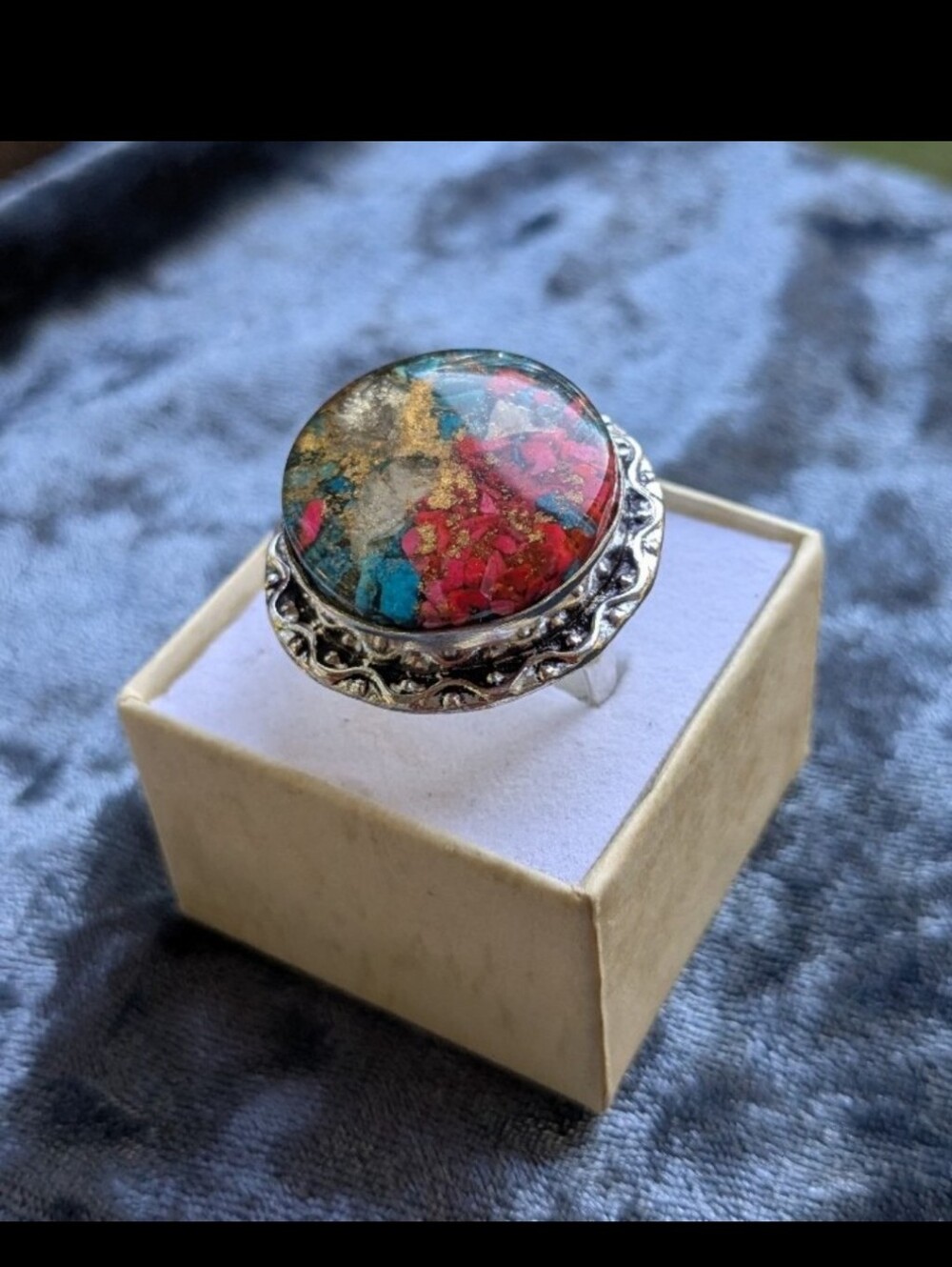 Handcrafted Spiny Oyster Turquoise Round Ring  (9)